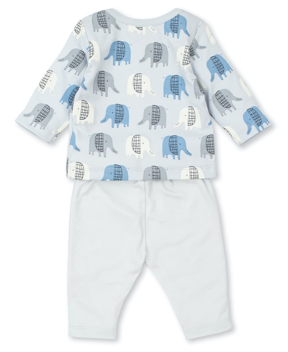 Kissy Kissy Love Baby Boys Blue Edgy Elephants Pant Set