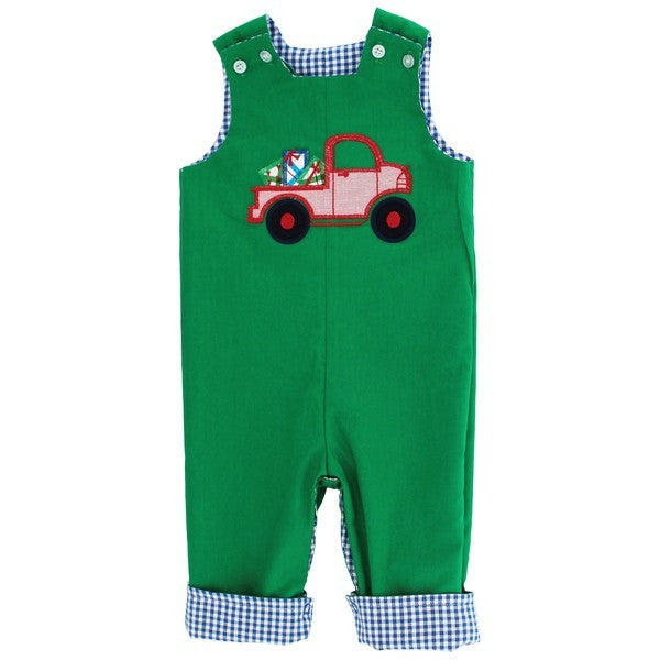 Bailey Boys Reversible Longall - Blue with Airplane - Green with Christmas Truck