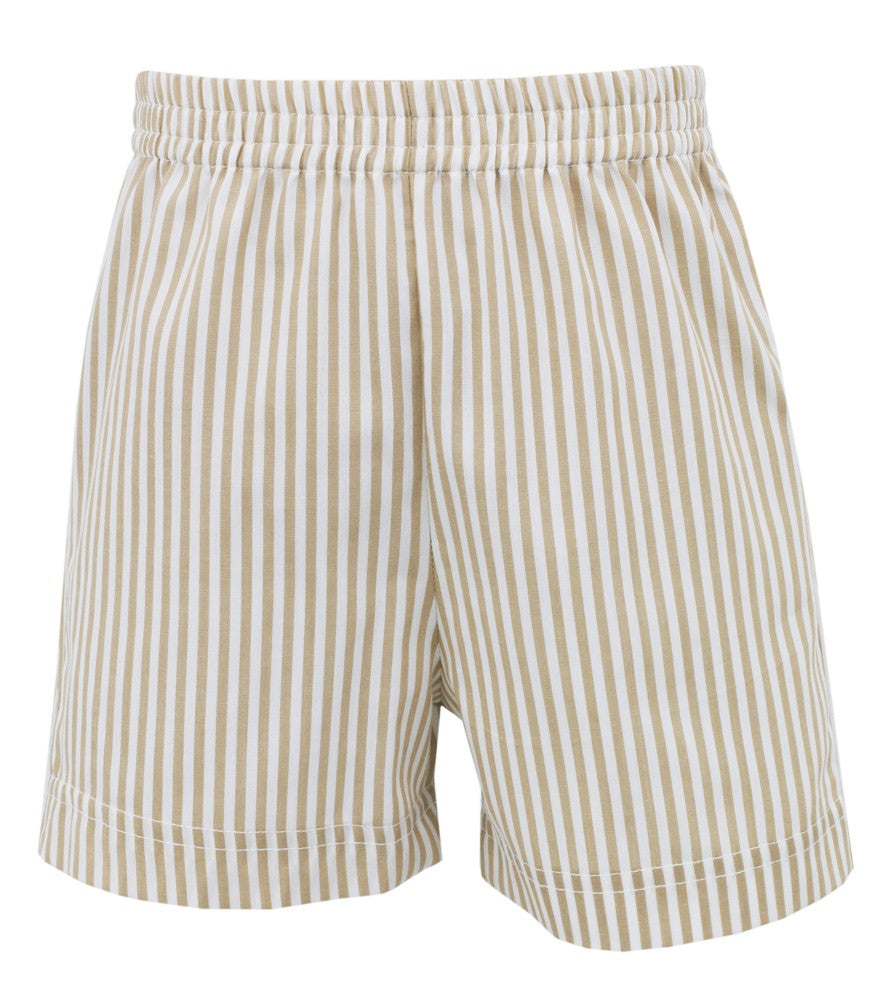 Anavini Velani Boys Pull On Shorts - Tan Khaki Stripes by Anavini