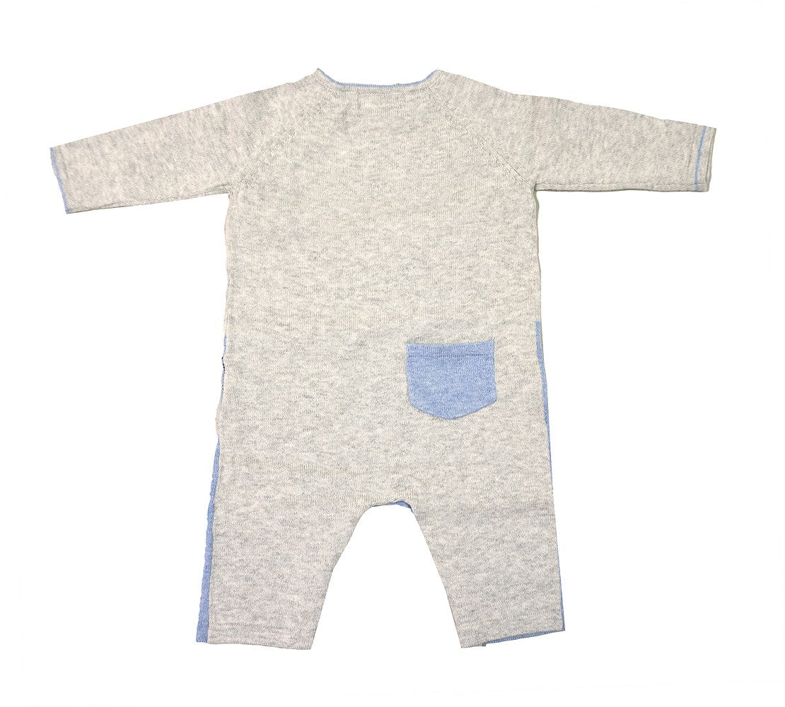 Angel Dear Baby Boys Sweater Knit Romper - Blue Llama