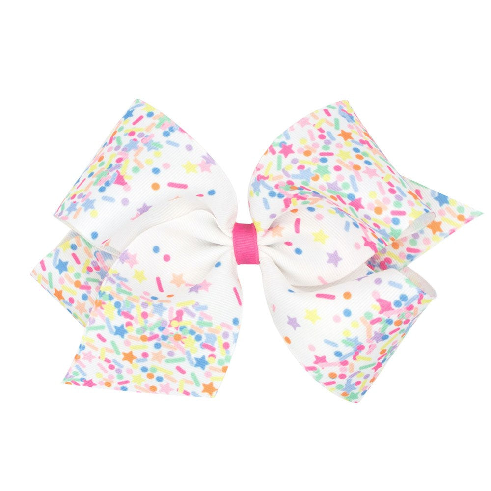 Wee Ones Girls Hair Bow on Clip - Birthday Confetti Dots & Stars by Wee Ones