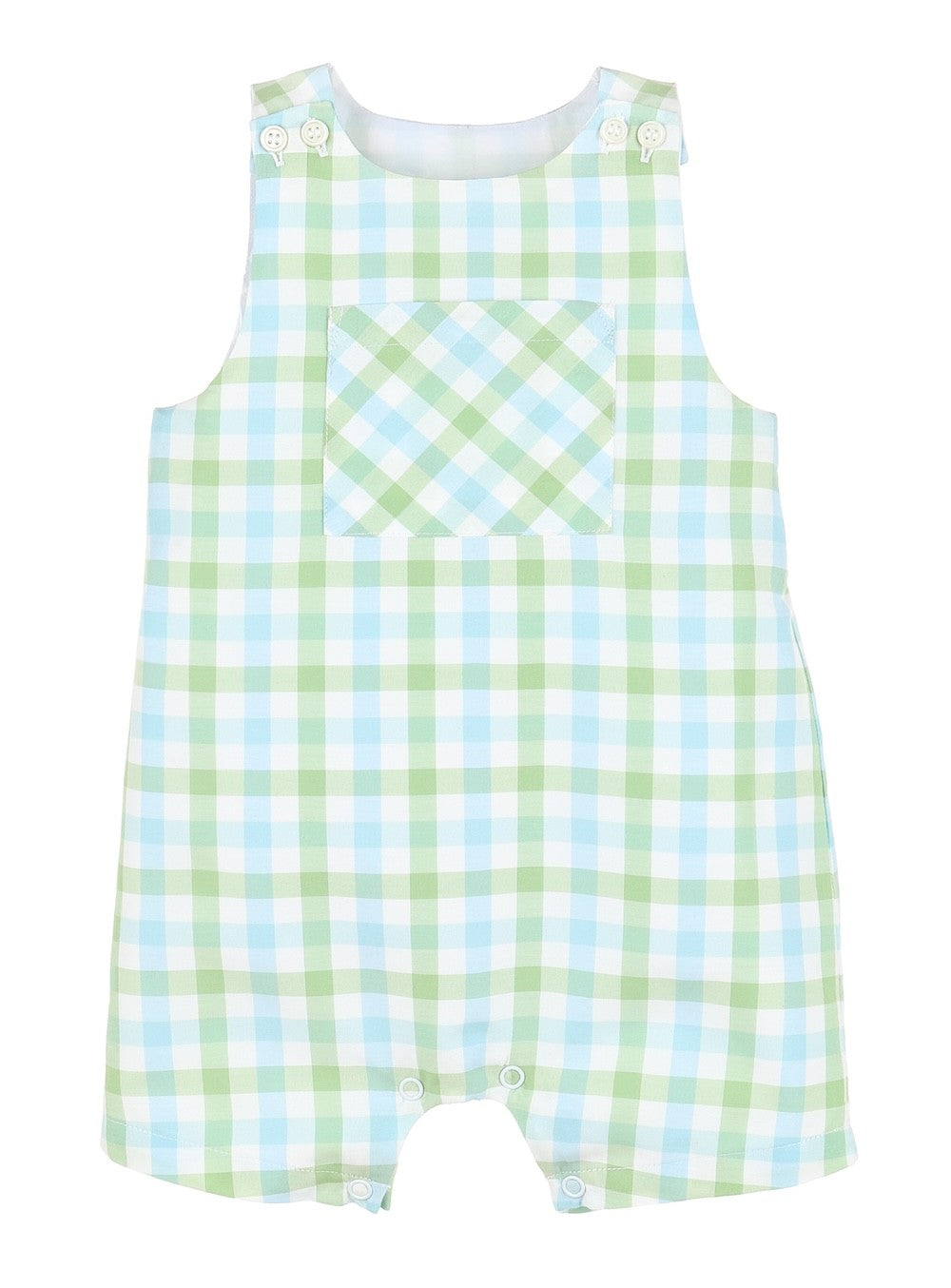Sophie & Lucas Boys Blue & Green Plaid Pocket Jon Jon