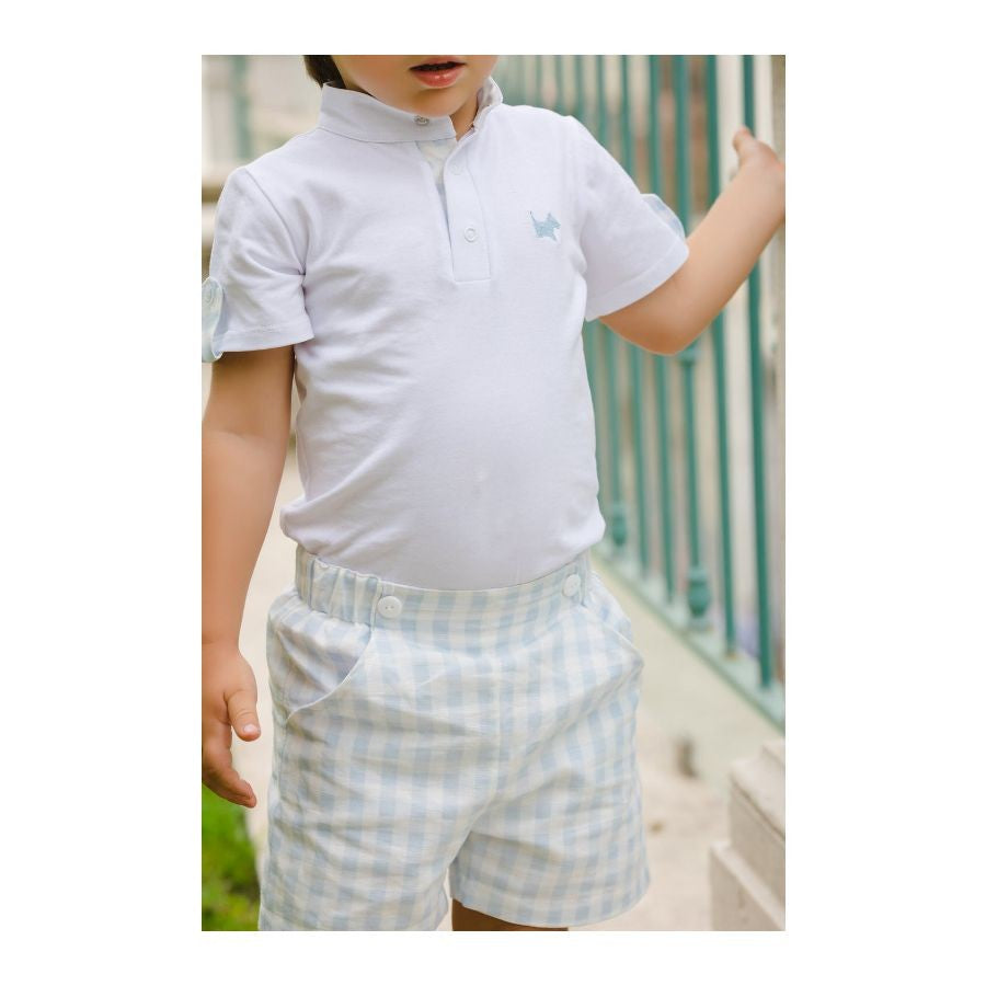 Sal & Pimenta Toddler Boys Shorts - Light Blue Gingham by Sal & Pimenta