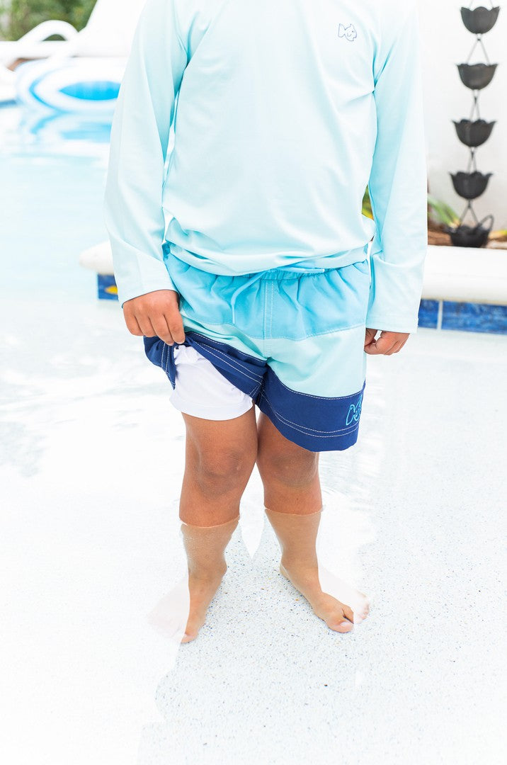 Prodoh Boys Swim Trunks - Colorblock - Blue Blossom
