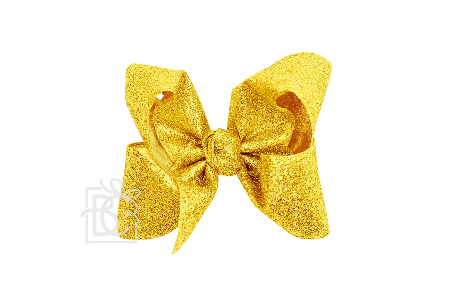 Beyond Creations Girls Hair Bow on Clip - Gum Drop Glitter Metallic Ribbon - Bright Yellow