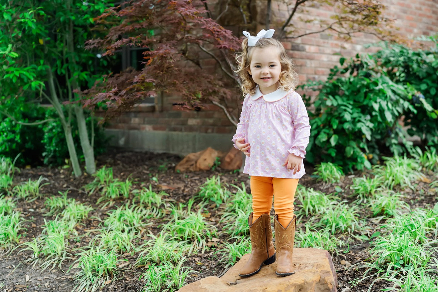 Lila & Hayes Girls Morgan Leggings Set - Orange & Pink Pretty Pumpkins