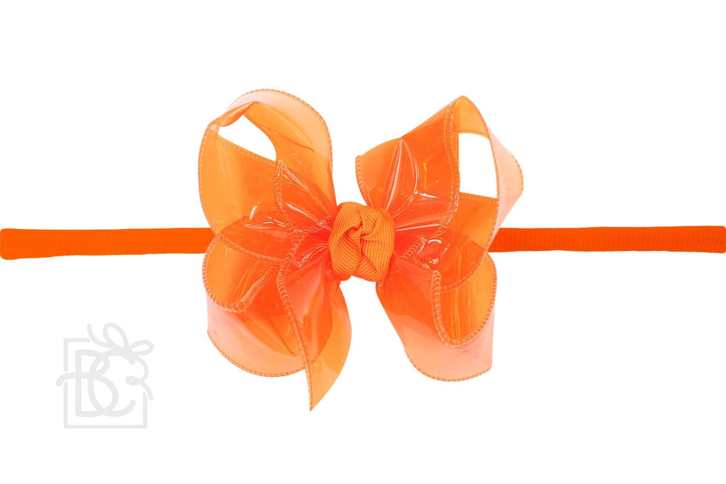 Beyond Creations Girls 1/4" Pantyhose Headband with Attached Bow - Waterproof - Orange