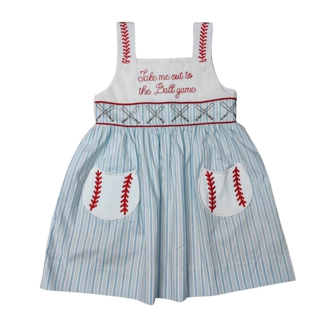 Whimsy Bay Kids Girls Take Me Out to the Baseball Ball Game Dress