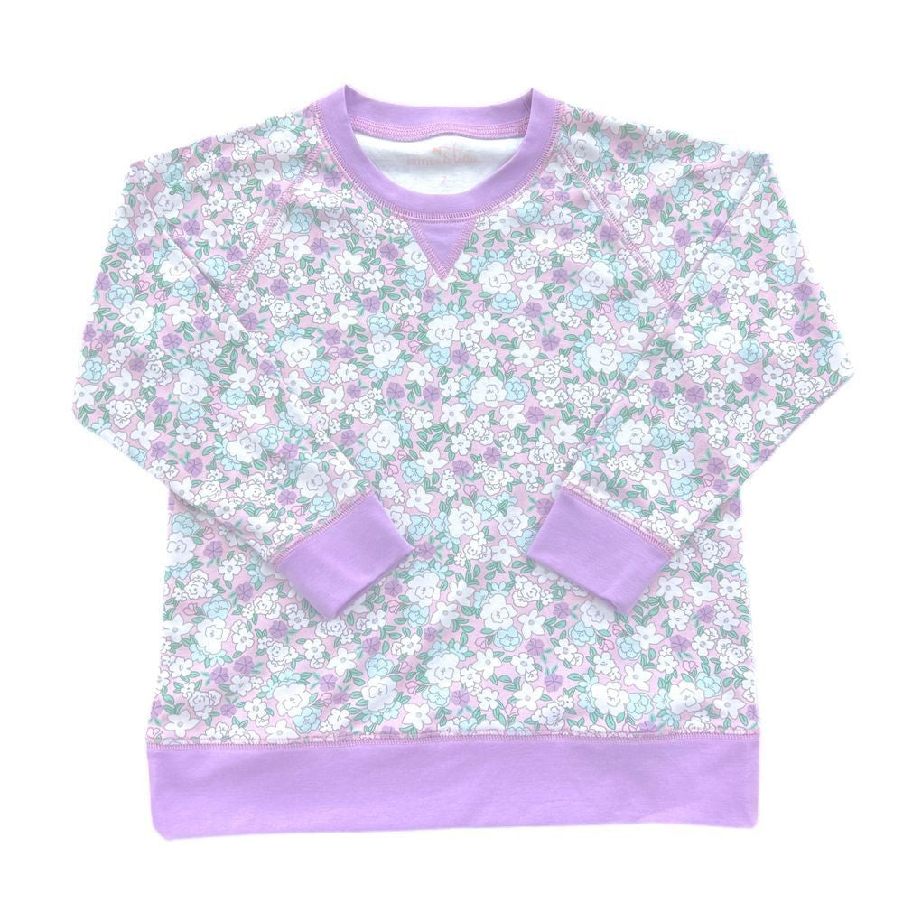 James & Lottie Girls Sidney Sweatshirt Top - Lavender Floral