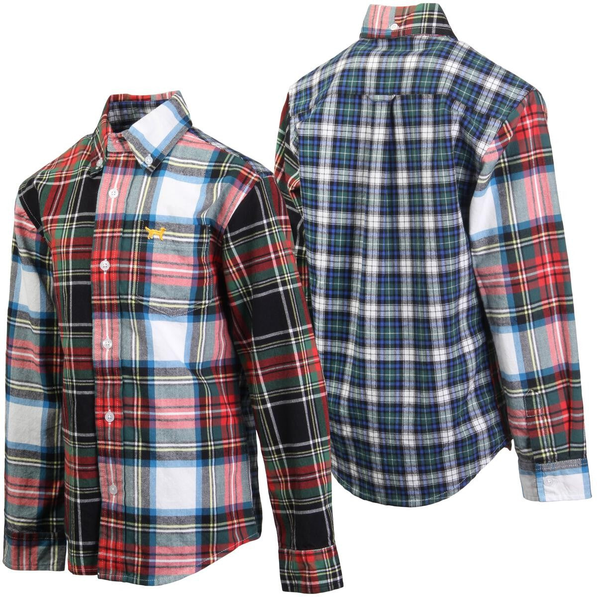 Jack Thomas Boys Dress Shirt - Holiday Plaid Colorblock Combo