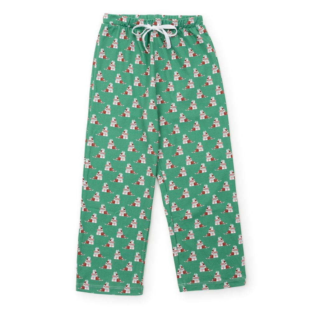 Lila & Hayes Boys Beckett Hang Out Pants - Green Santa's Helper Elf