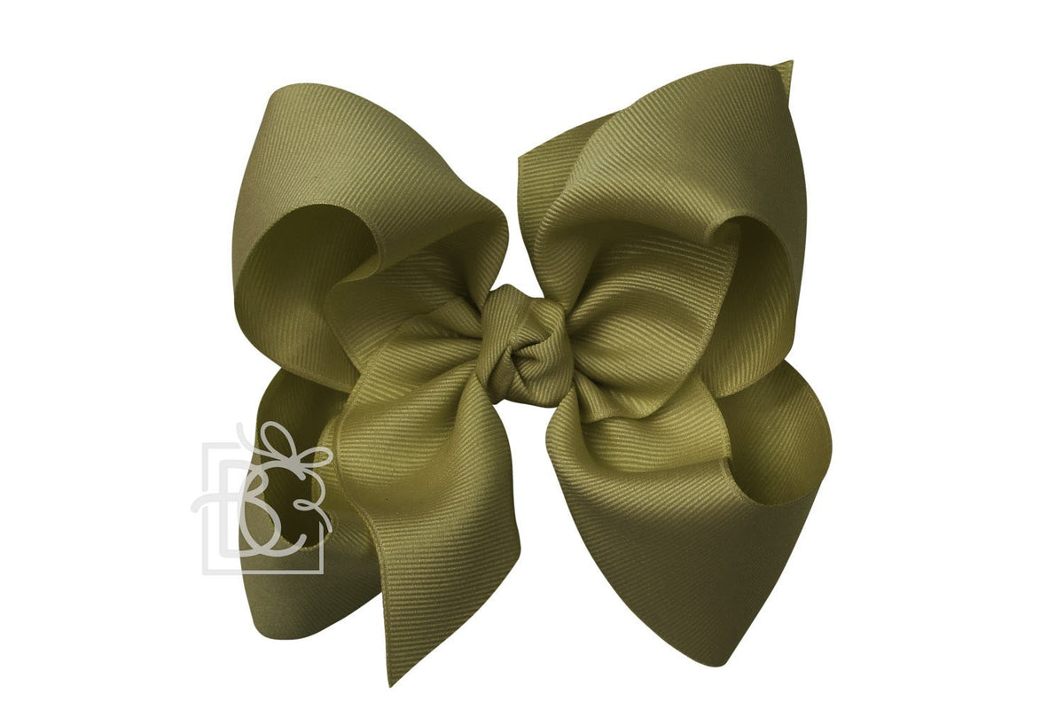 Beyond Creations Girls Grosgrain Double Knot Bow on Clip - Moss Green by Beyond Creations