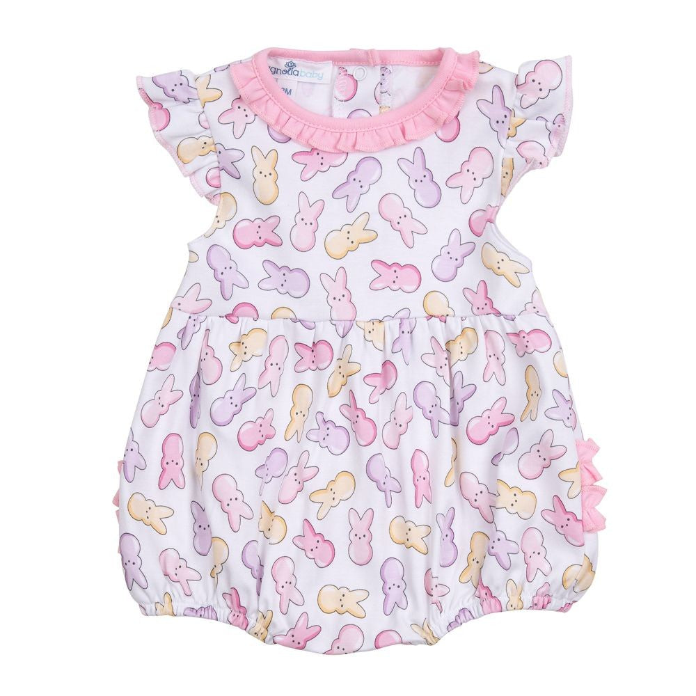 Magnolia Baby Girls Pink Easter Peep-tastic! Ruffle Flutters Bubble