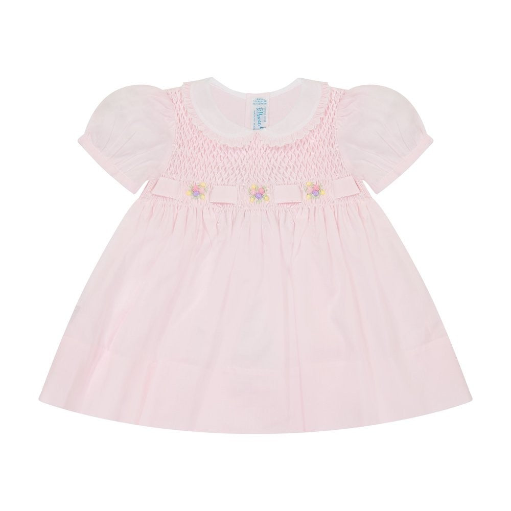 Feltman Brothers Girls Pink Smocked Secret Garden Dress with Flower Embroidery by Feltman Brothers