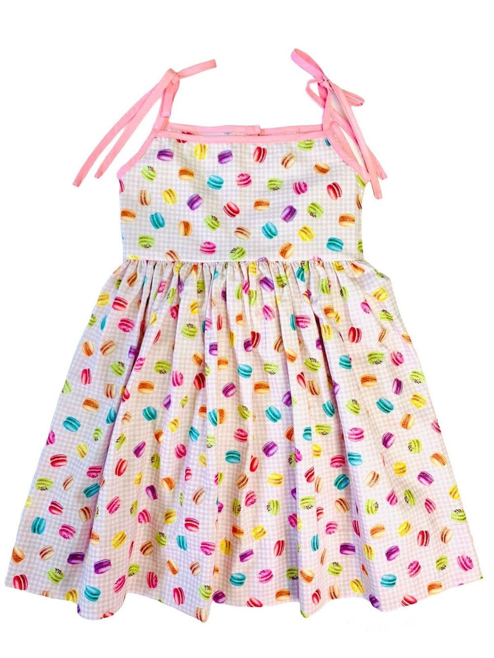 The Best Dressed Child Girls Dress with Ties - Macaron Print