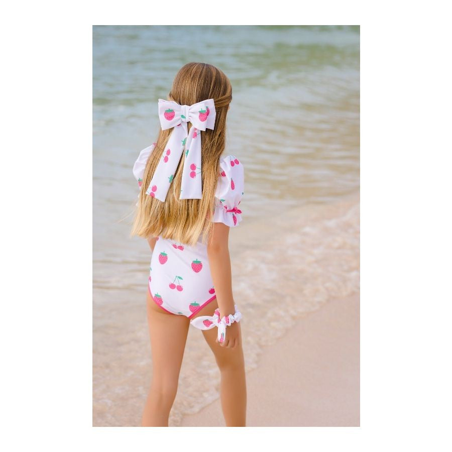 Sal & Pimenta Girls Hair Bow on Clip - Pink Jam - Lycra by Sal & Pimenta