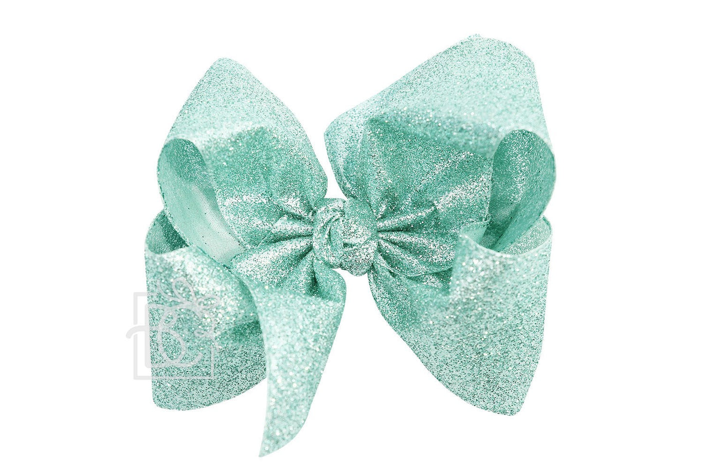 Beyond Creations Girls Hair Bow on Clip - Gum Drop Glitter Metallic Ribbon - Light Aquamarine by Beyond Creations