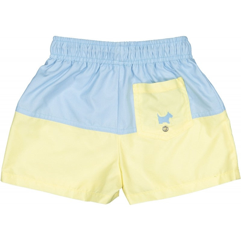 Sal & Pimenta Boys Swim Trunks - Light Blue & Yellow Colorblock