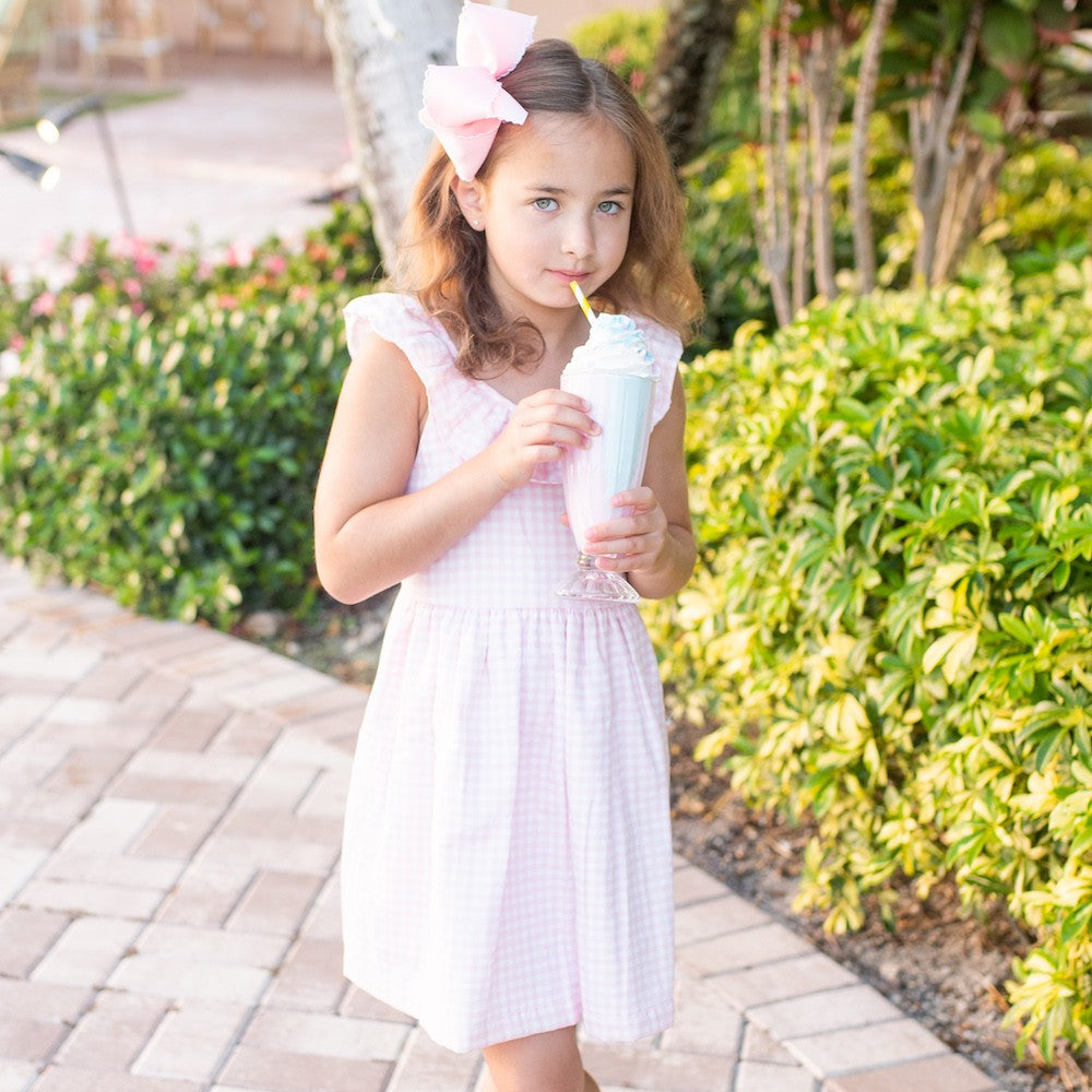James & Lottie Girls Alice Sun Dress - Pink Check