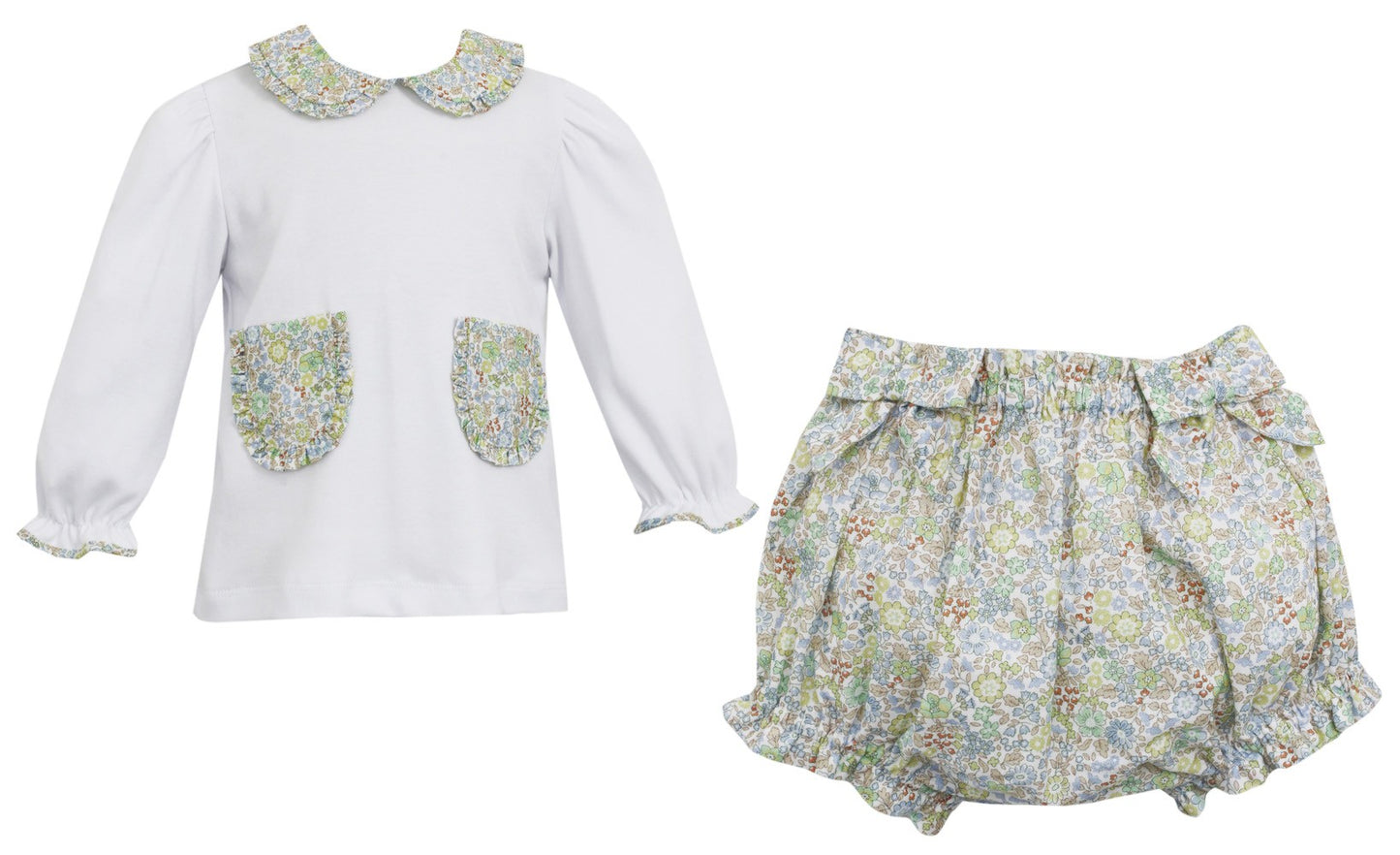 Petit Bebe Baby / Toddler Girls Blue / Yellow Floral Bloomers Set by Petit Bebe