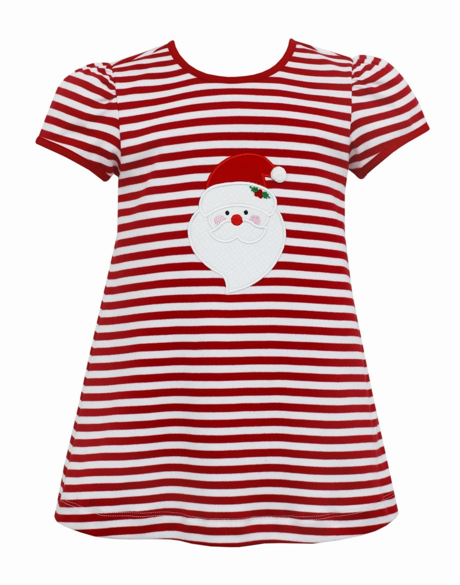 Claire & Charlie Girls Red Striped Knit Santa Claus A-Line Dress