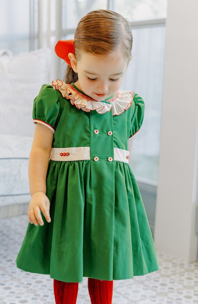 Proper Peony Girls Green Juniper Christmas Dress