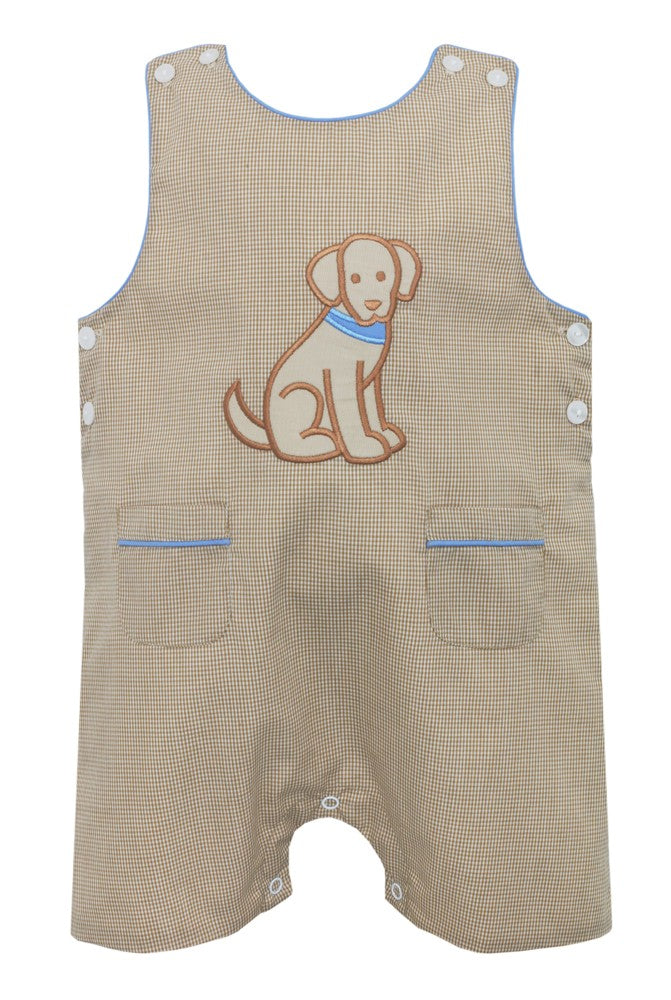 Claire & Charlie Baby / Toddler Boys Tan Khaki Check Dog Shortall by Claire & Charlie