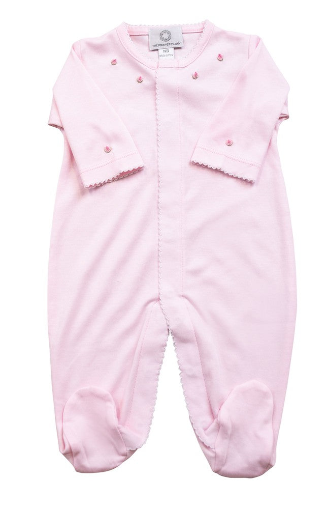 The Proper Peony Layette - Baby Girls Pima Footie - Pink by Proper Peony