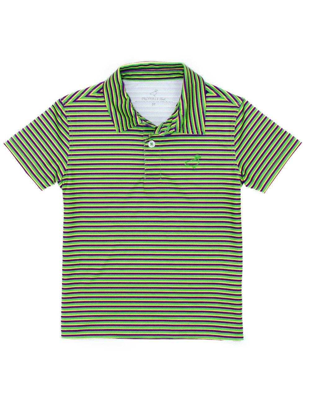 Properly Tied Boys Polo Shirt - Mardi Gras Carnival Stripes - Green