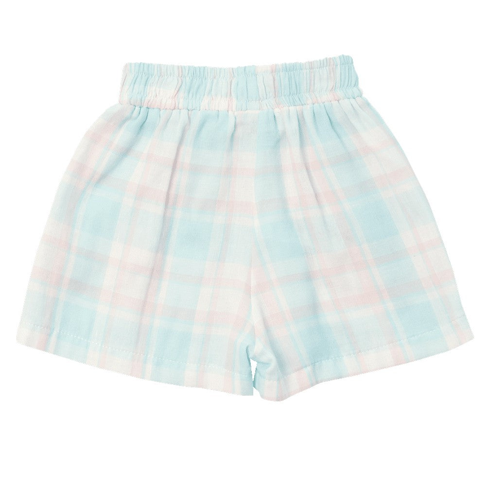Sal & Pimenta Boys Pull On Shorts - Pink & Blue Breeze Plaid