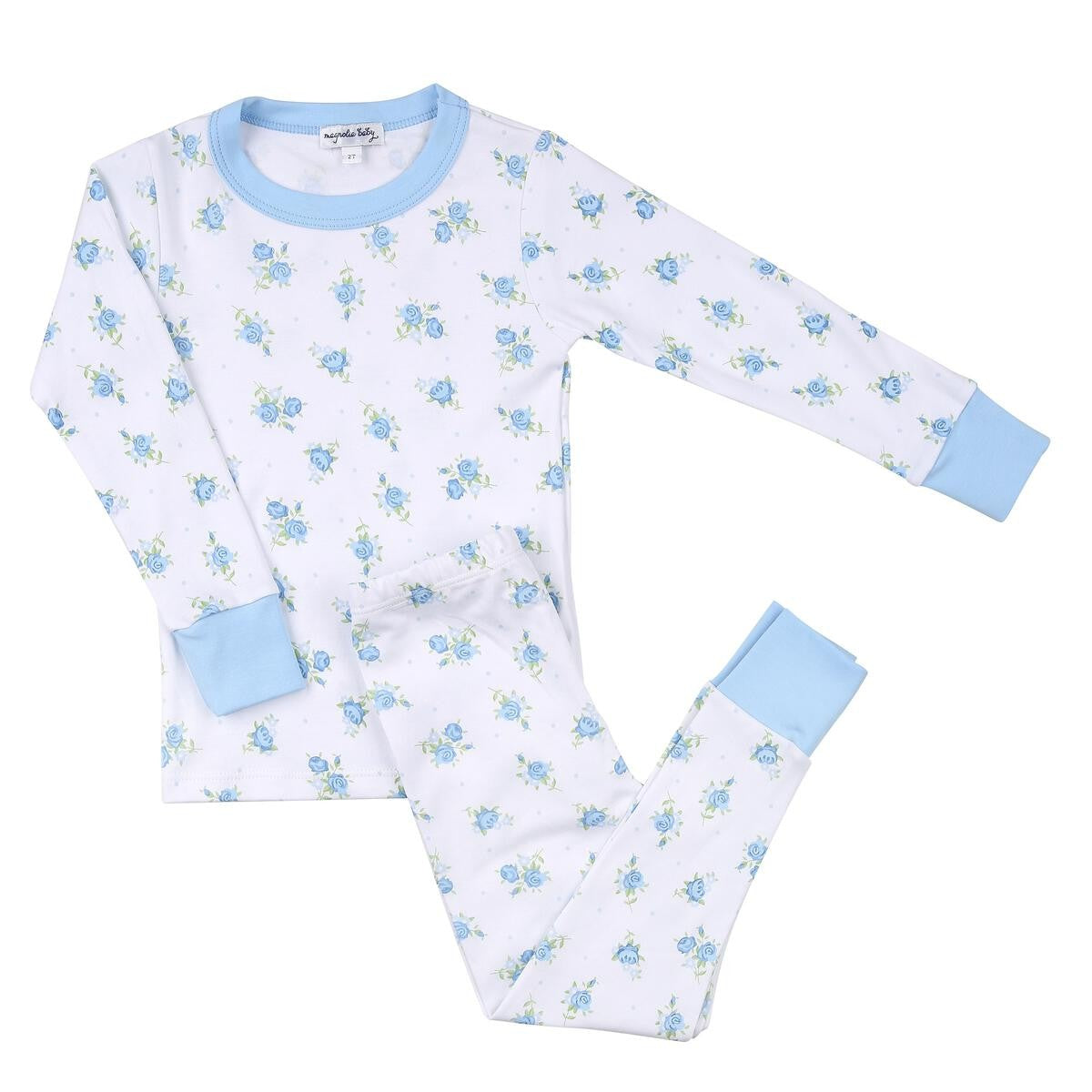 Magnolia Baby Girls Anna's Classics Blue Floral Long Pajamas by Magnolia Baby