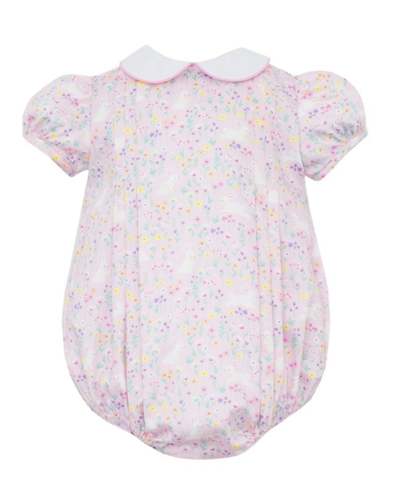Claire & Charlie Baby Girls Pink Easter Bunny Print Bubble with Collar by Claire & Charlie