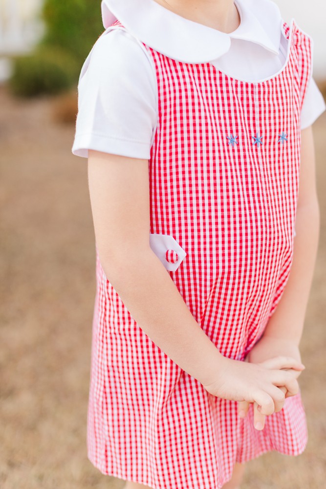 Proper Peony Boys Liberty Patriotic Jon Jon - Red Gingham