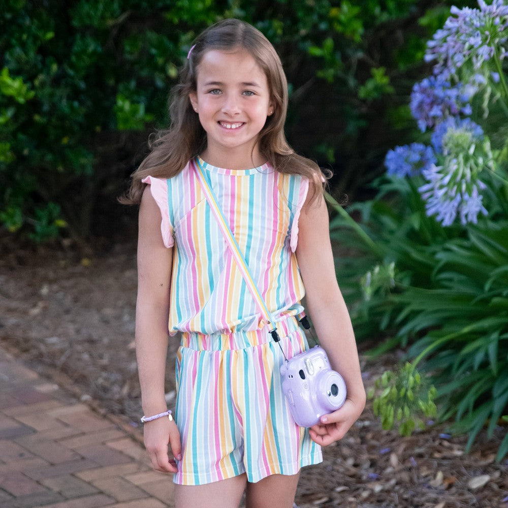 James & Lottie Girls Riley Romper - Bright Candy Stripes by James & Lottie