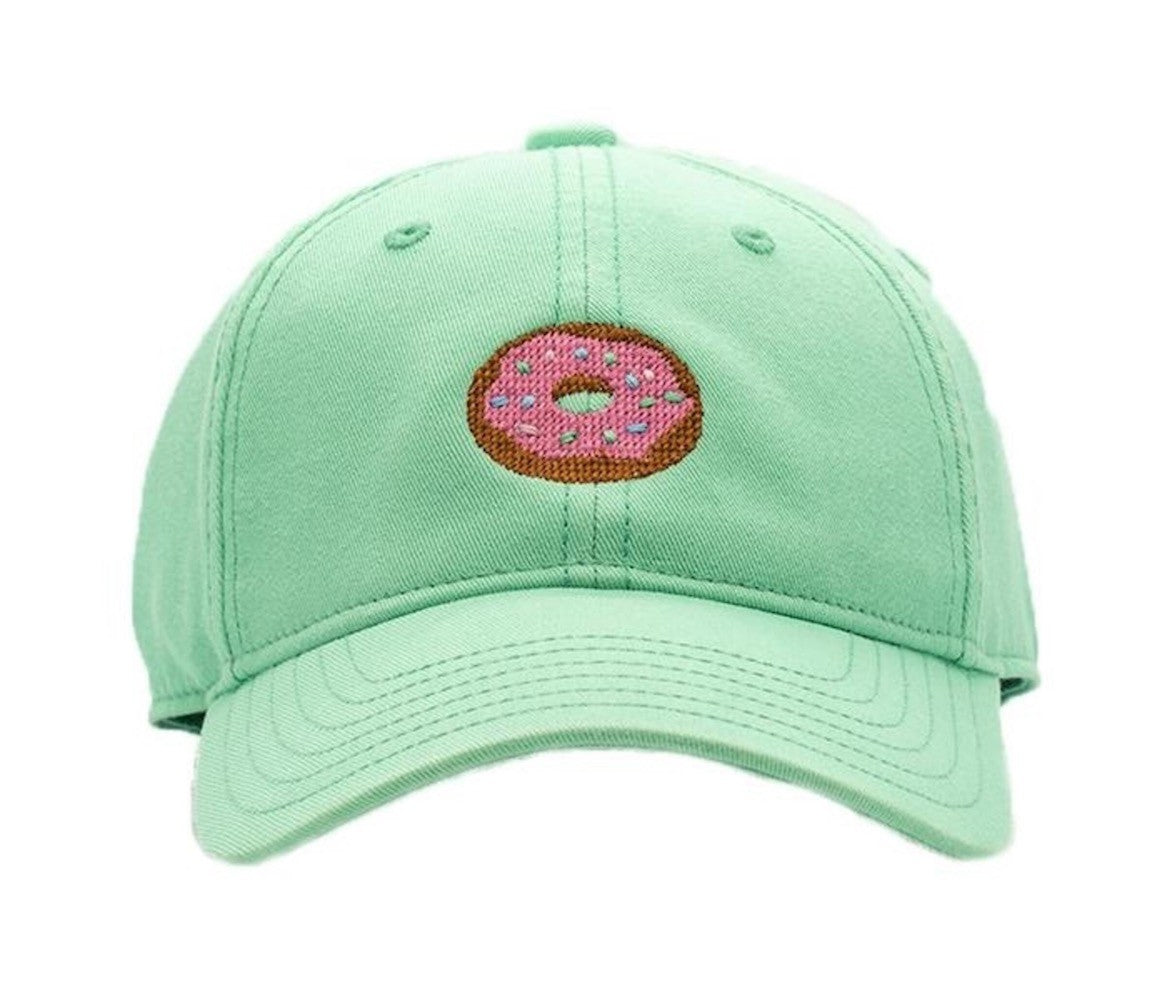 Harding Lane Kids Needlepoint Baseball Hat - Sprinkle Donut on Keys Green
