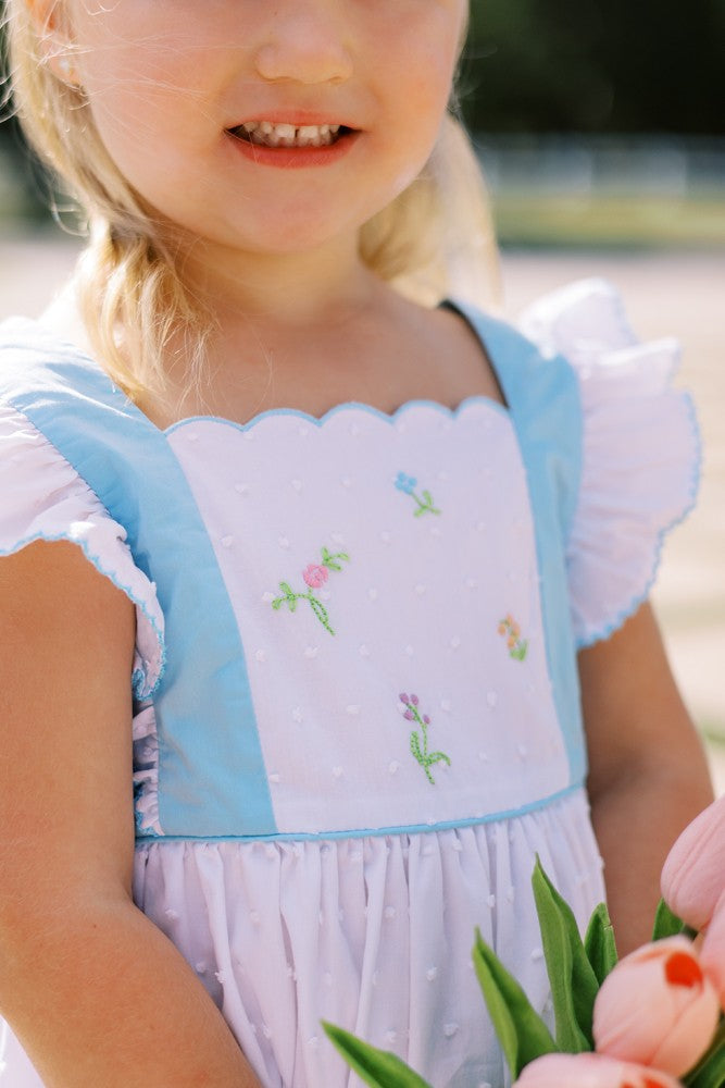 Proper Peony Girls Posy White Swiss Pinafore Dress