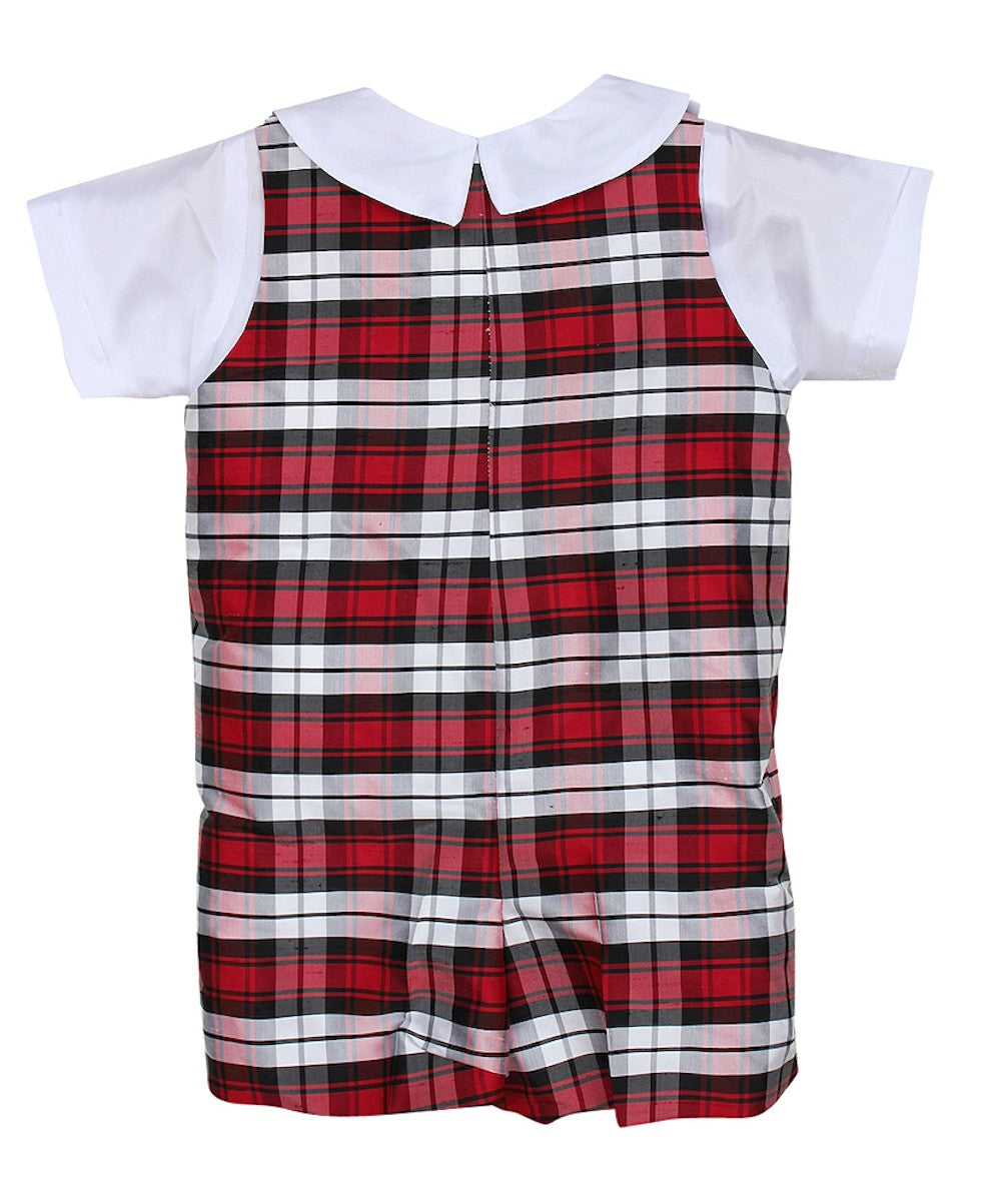 Susanne Lively Baby / Toddler Boys Red Holiday Plaid Silk Jon Jon with Shirt