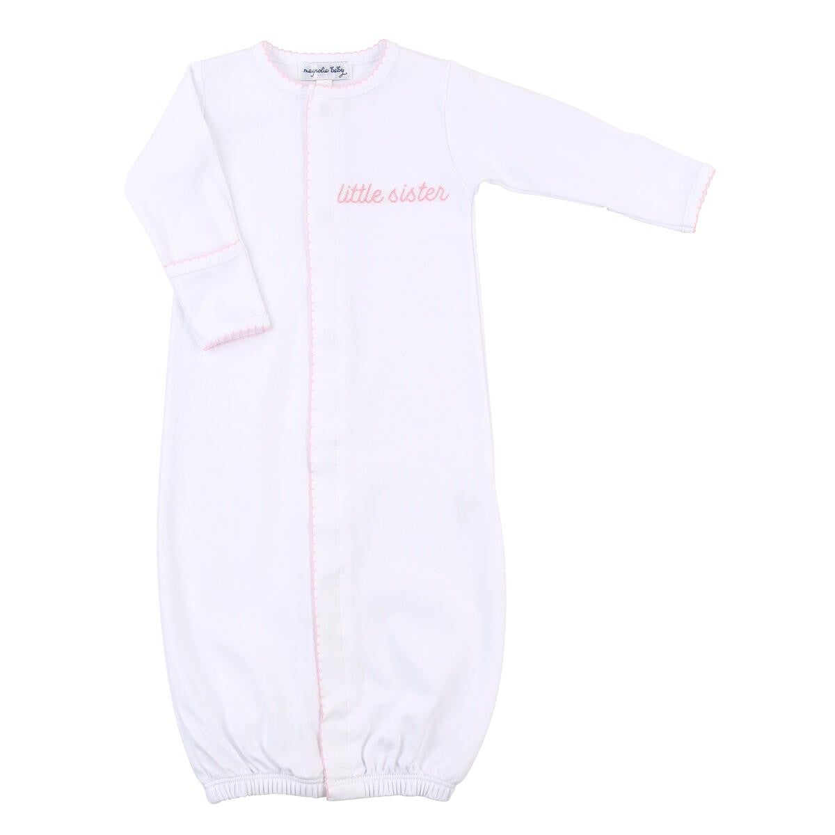 Magnolia Baby Girls Embroidered Little Sister Converter Gown