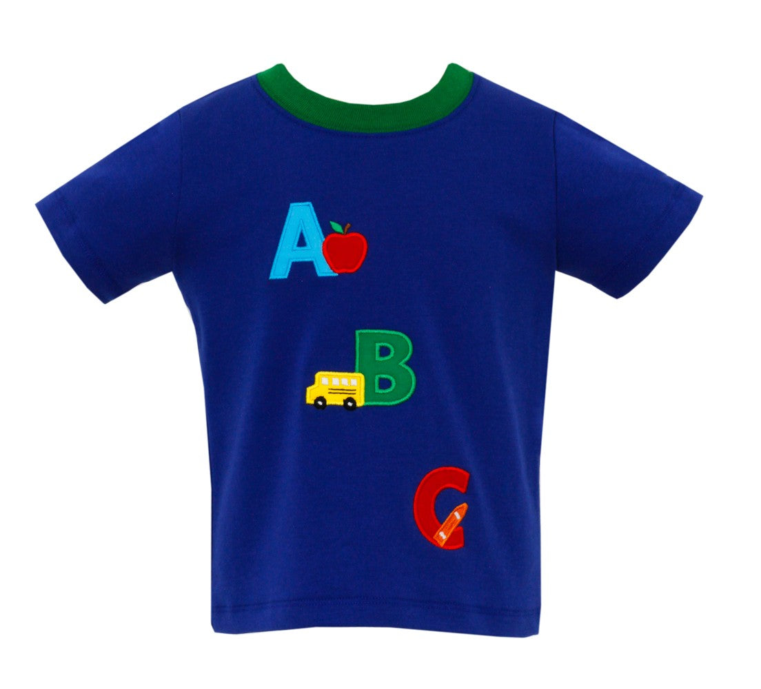 Claire & Charlie Boys Royal Blue Knit ABC School Shirt