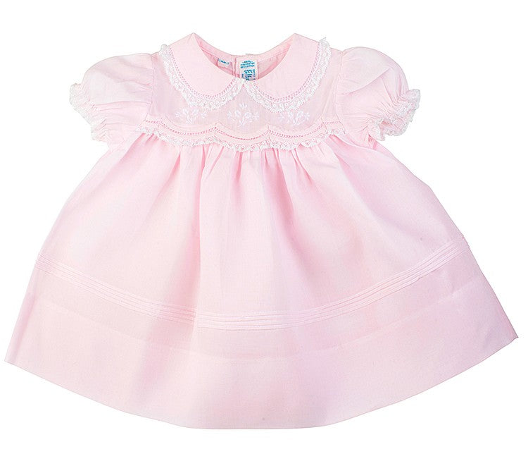 Feltman Brothers Baby Girls Teenie Weenie Take Me Home Dress - Pink with Scallop & Lace