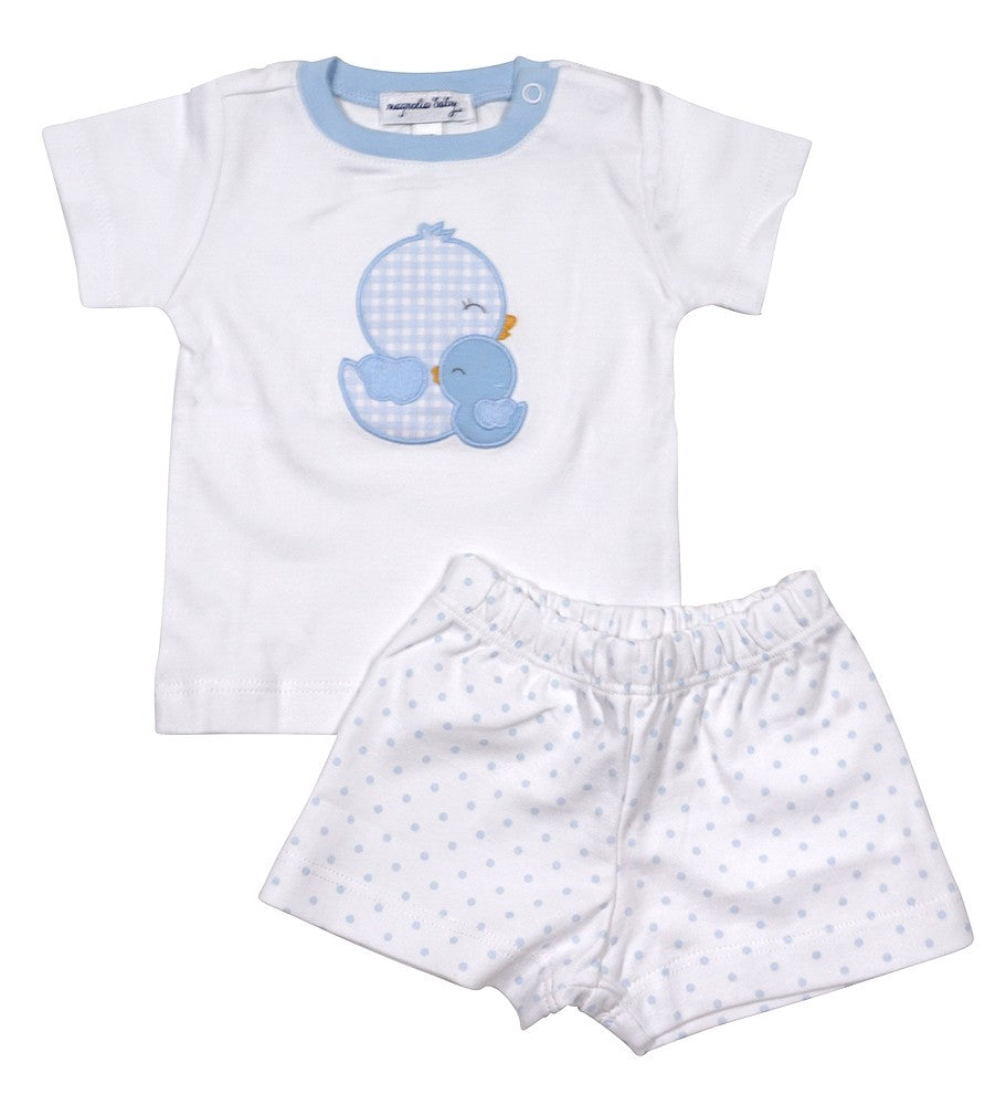 Magnolia Baby Gingham Duckie Applique Short Set