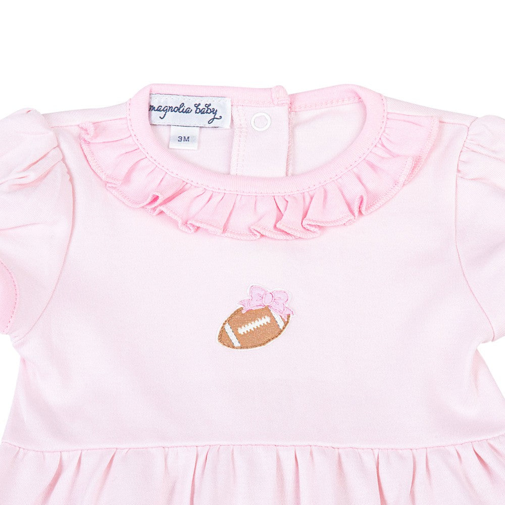 Magnolia Baby Girls Darling Football Pink Embroidered Bubble by Magnolia Baby