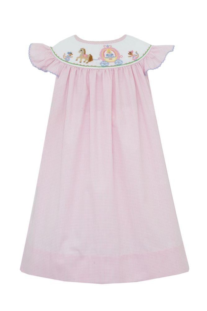 Anavini Toddler Girls Pink Gingham Smocked Cinderella Carriage Bishop Dress - 3T Anavini Toddler Girls Pink Gingham Smocked Cinderella Carriage Bishop Dress - 3T