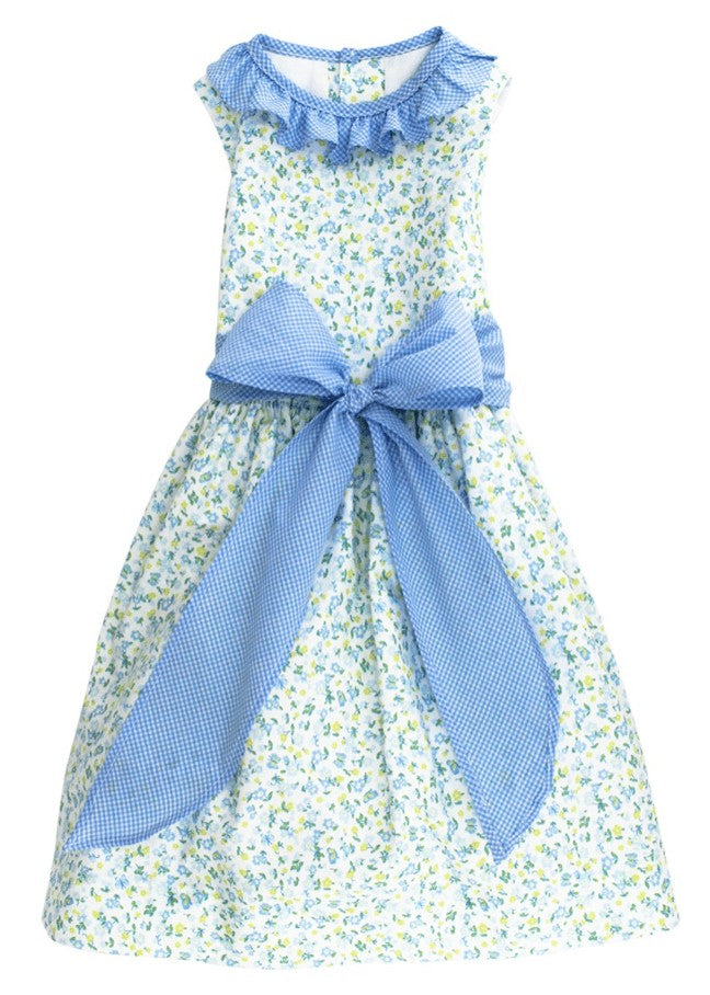 Bailey Boys Girls Sleeveless Dress - Butterfly Bliss with Blue Check Sash