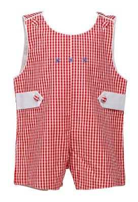 Proper Peony Boys Liberty Patriotic Jon Jon - Red Gingham