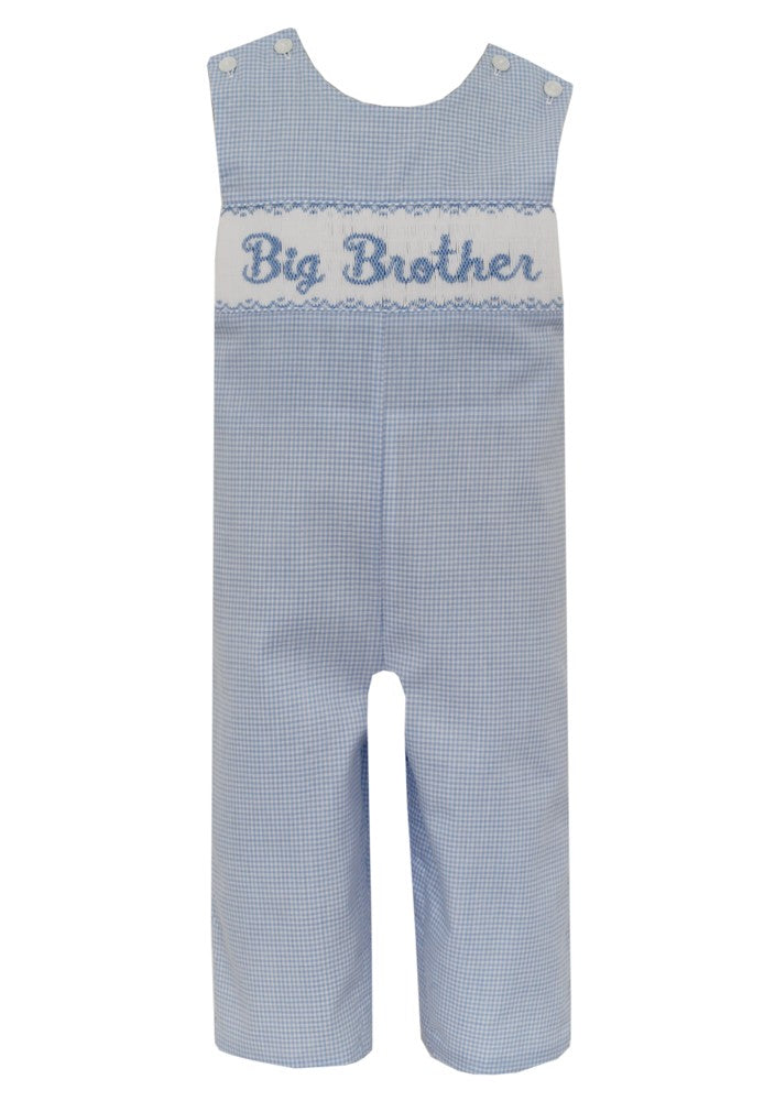 Anavini Velani Boys Light Blue Gingham Smocked Big Brother Longall