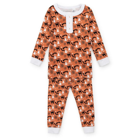 Lila & Hayes Girls Alden Pajamas - Orange Halloween