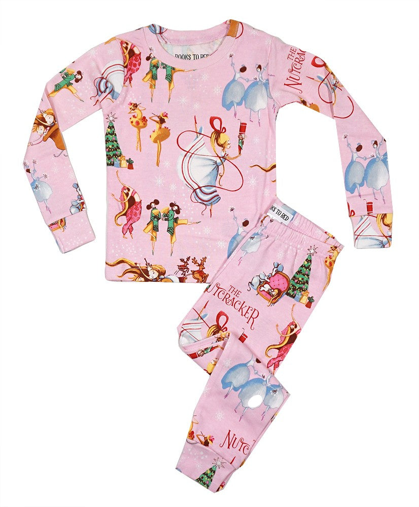 Books to Bed Girls Pink Christmas Nutcracker Ballet Pajamas