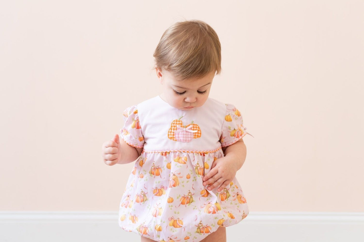 La Boutique by Dondolo Baby Girls Bubble - Pink & Orange Pumpkins