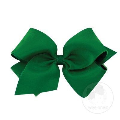 Wee Ones Girls Organza Overlay Grosgrain Bow - Forest Green